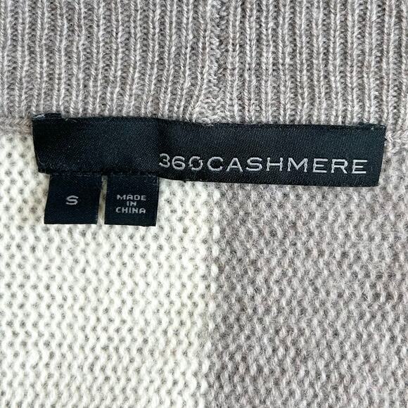 360 Cashmere Neutral Colorblock Turtleneck Poncho Knit Sweater Pullover - Picture 7 of 8